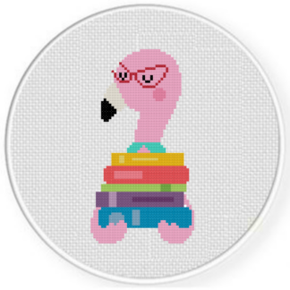 Flamingo Librarian Cross Stitch Pattern