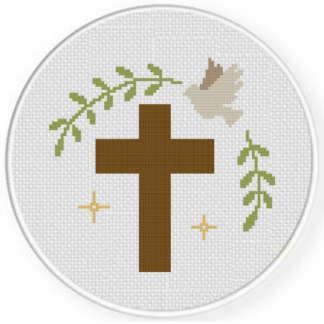 Dove and Cross Wreath Cross Stitch Pattern