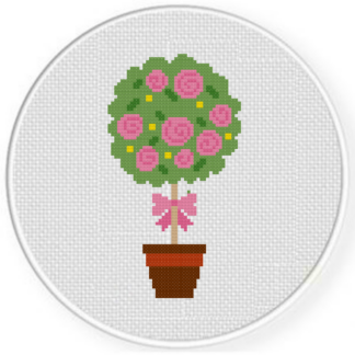 Rose Bush Tree Cross Stitch Pattern