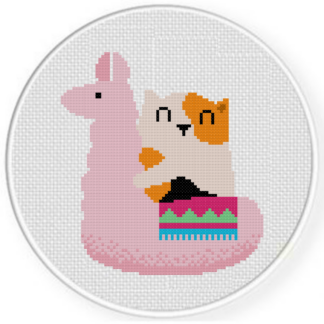 Kitty in Llama Floatie Cross Stitch Pattern