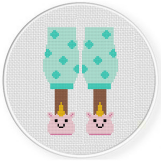 Unicorn Slippers Cross Stitch Pattern