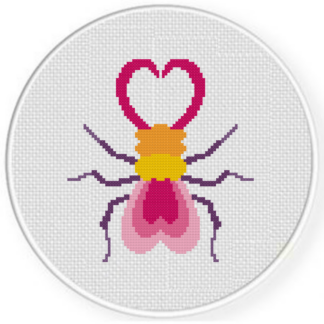 Neon Heart Beetle Cross Stitch Pattern