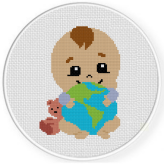 Baby Hugging Earth Cross Stitch Pattern