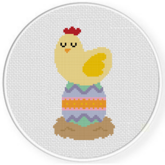 Chicken Laying Easter Egg Cross Stitch Pattern