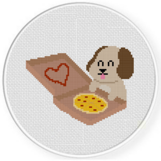 Puppy and Pizza Cross Stitch Pattern