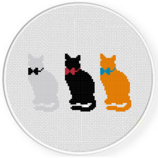 Three Color Kitties Cross Stitch Pattern