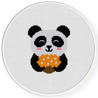 Panda and Flowers Cross Stitch Pattern