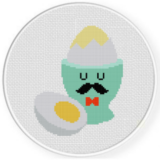 Hipster Egg Cup Cross Stitch Pattern