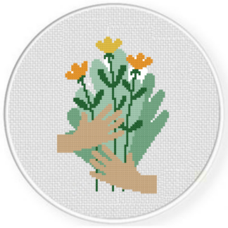Hugging Flowers Cross Stitch Pattern