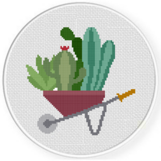 Cactus Wheelbarrow Cross Stitch Pattern