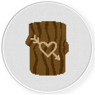 Tree Carved with Heart Cross Stitch Pattern