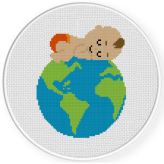 Baby Sleeping on Earth Cross Stitch Pattern