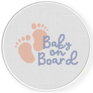 Baby on Board Foot Print Cross Stitch Pattern
