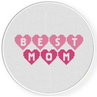 Best Mom Hearts Cross Stitch Pattern