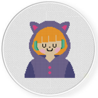 Gamer Girl Hoodie Cross Stitch Pattern