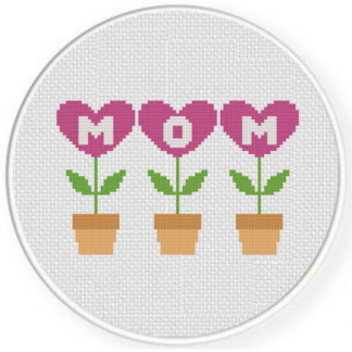 MOM Heart Plants Cross Stitch Pattern
