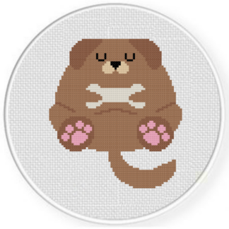 Chubby Puppy Bone Cross Stitch Pattern