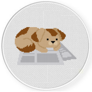 Newspaper Dog Cross Stitch Pattern