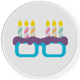 Birthday Glasses Cross Stitch Pattern