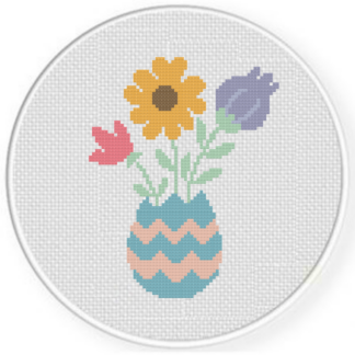 Easter Egg Flower Vase Cross Stitch Pattern