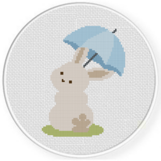 Umbrella Bunny Cross Stitch Pattern