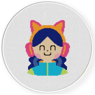 Kitty Gamer Girl Cross Stitch Pattern