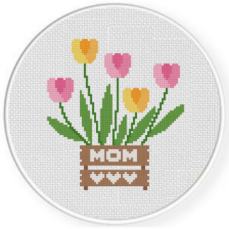 Moms Tulip Crate Cross Stitch Pattern