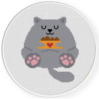 Chubby Kitty Food Cross Stitch Pattern