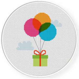 Balloon Gift Cross Stitch Pattern