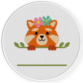 Red Panda Banner Cross Stitch Pattern