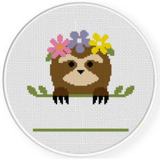 Pretty Sloth Banner Cross Stitch Pattern