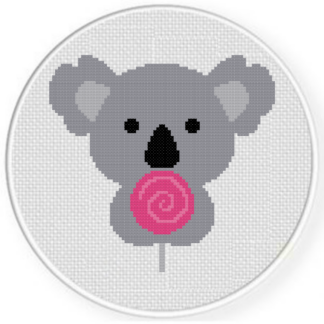 Koala with Lollipop Cross Stitch Pattern