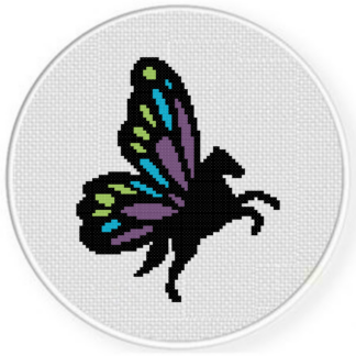 Standing Butterfly Horse Cross Stitch Pattern
