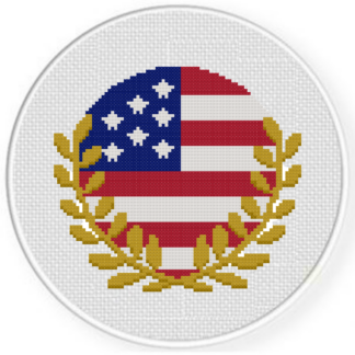 Flag and Gold Wreath Cross Stitch Pattern