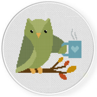 Coffee Owl Cross Stitch Pattern
