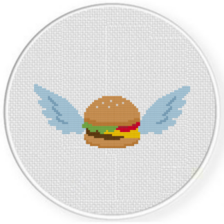Winged Burger Cross Stitch Pattern