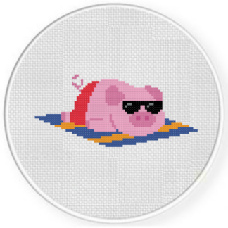 Sunbathing Piggy Cross Stitch Pattern
