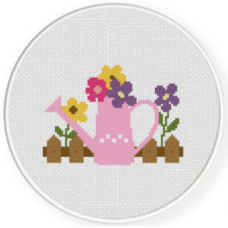 Country Watering Can Cross Stitch Pattern