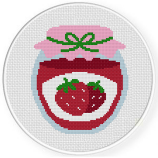 Strawberry Jam Jar Cross Stitch Pattern