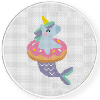 Mermaid Unicorn Donut Cross Stitch Pattern