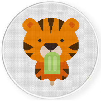 Tiger with Popsicle Cross Stitch Pattern