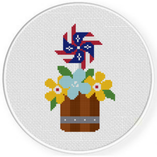 July 4th Wind Wheel Bouquet Cross Stitch Pattern