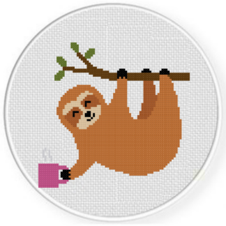 Coffee Sloth Cross Stitch Pattern