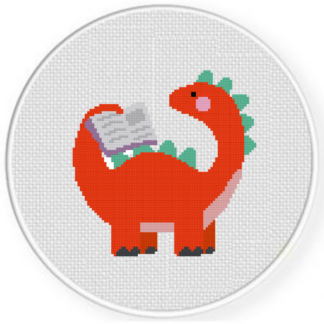 Bookish Stegosaurus Cross Stitch Pattern