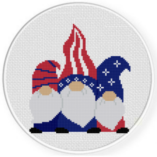 4th of July Gnome Trio Cross Stitch Pattern