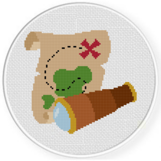 Treasure Map and Telescope Cross Stitch Pattern