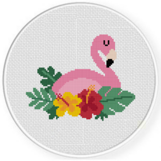 Tropical Bloom Flamingo Cross Stitch Pattern