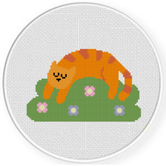 Sleeping Cat on a Bush Cross Stitch Pattern