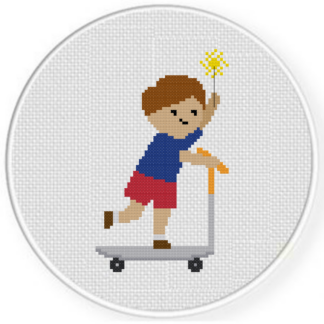 Sparklers on Scooter Cross Stitch Pattern