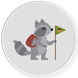 Raccoon Trekker Cross Stitch Pattern